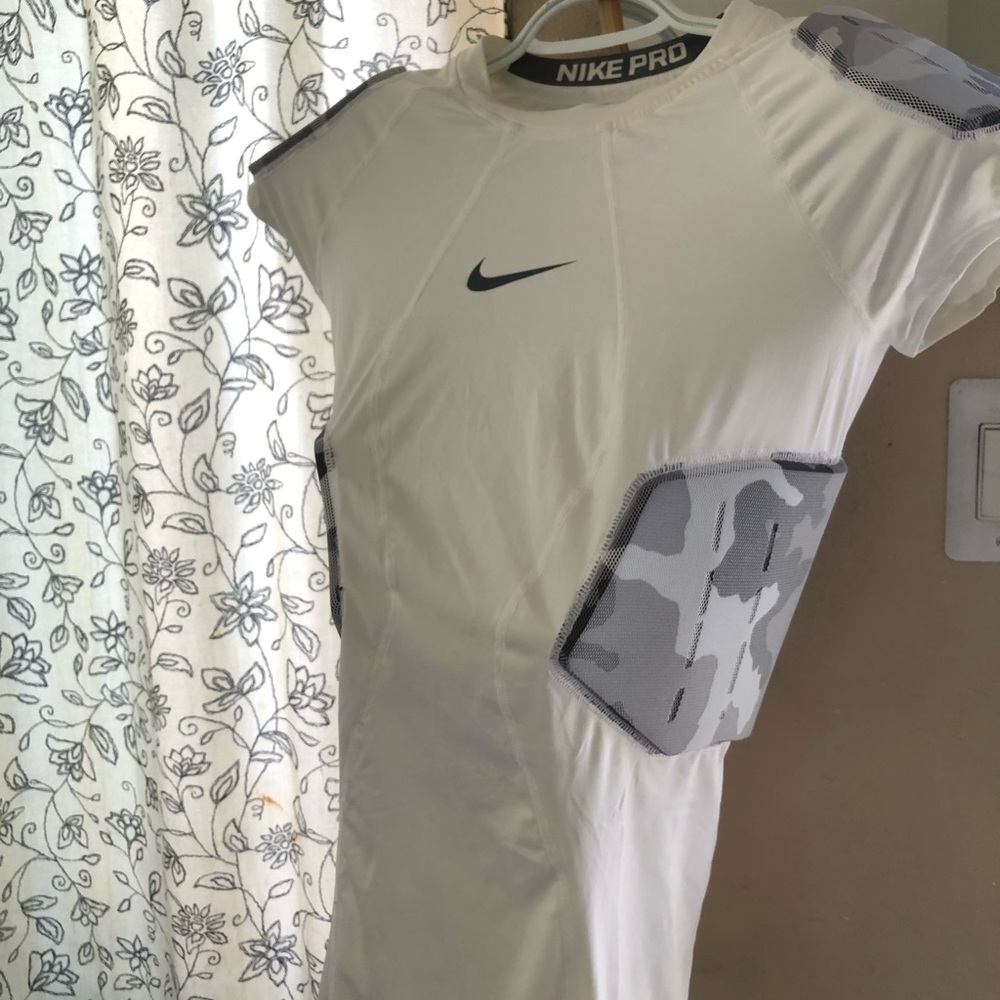 Nike Pro White Padded Football Shirt Hyperstrong